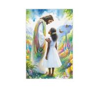 UIYTYBGAG Jesus With Black African American Girl Canvas Poster Bedroom Decor Landscape Decor Gift 24x36inch(60x90cm)