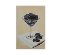 UIYTYBGAG Oreo Cookies in Martini Glass Canvas Poster Bedroom Decor Landscape Decor Gift 08x12inch(20x30cm)