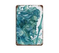 UIYTYBGAG Poseidon God of The Sea Retro Poster Metal Tin Sign Chic Art Retro Iron Painting Bar People Cave Cafe Family Garage Poster Wall Decoration 8x12inch(20x30cm)
