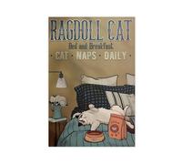 UIYTYBGAG Ragdoll Cat Bed & Breakfast Retro Canvas Poster Wall Art Print Picture Paintings 20x30inch(50x75cm)