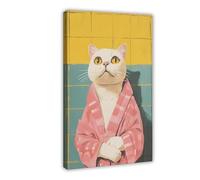UIYTYBGAG Scottish Fold Cat Bathrobe P Canvas Poster Wall Art Print Picture Paintings 16x24inch(40x60cm)