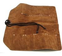 UJ Ramelson 7 Pocket Suede Leather Tool Roll Up Holder Organizer Bag Pouch for Woodworking, Wood Carving, Large Chisel, Gouge, and More, Brown