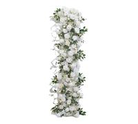 UJEDFHV Artificial Flower Vines Artificial Runner Flower Row Wedding Arrangement Decoration Floral Backdrop Props Table Flower Runner Event Party Floral Decor(White,45x200cm)