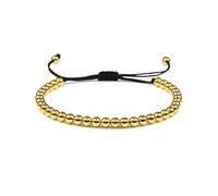 UJEDFHV beaded bracelets 5mm Roude Beads Braided Macrame Charm Beaded Bracelet Bangles Adjustable Rope Jewelry For Men Women(Gold)