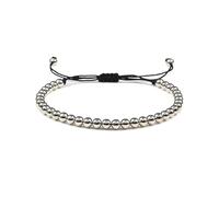 UJEDFHV beaded bracelets 5mm Roude Beads Braided Macrame Charm Beaded Bracelet Bangles Adjustable Rope Jewelry For Men Women(Silver)