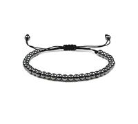 UJEDFHV beaded bracelets 5mm Roude Beads Braided Macrame Charm Beaded Bracelet Bangles Adjustable Rope Jewelry For Men Women(Black)