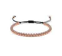 UJEDFHV beaded bracelets 5mm Roude Beads Braided Macrame Charm Beaded Bracelet Bangles Adjustable Rope Jewelry For Men Women(Rose Gold)
