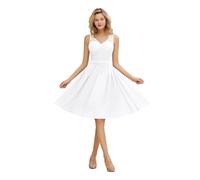 UJEDFHV Bridesmaid Dresses Classic Dusty Rose Chiffon A Line Bridesmaid Dresses for Wedding Party V Neck Sleeveless Lace Short Prom Homecoming Gown(White,10)