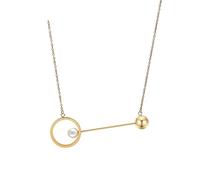 UJEDFHV Imitation Pearl Necklace Imitation Pearl Choker Gold Color Necklaces For Women Stainless Steel Pendants