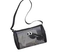 UJEDFHV Mesh beach bag Mesh Cosmetic Bag Cute Big Eyes Make Up Case Makeup Pouch Portable Toiletry Storage Candy Color(Black)