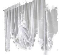 UJEDFHV short curtains Small Curtains Roman Lift Kitchen Cabinet Cover White Floral Lace Room Divider Window Treatment for bedroom(WHITE,W150xH100cm 59x39in)