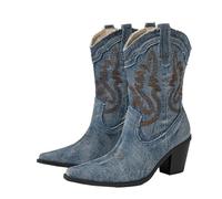UJEDFHV Women's Knee-High Cowboy Boots Western Women Ankle Boots Sexy Thick Pointed Toe High Heel Cowboy Booties Female Shoes Size 42(Blue,39)