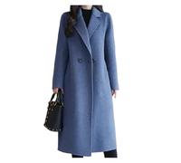 UJEDFHV Women's Wool Coat Winter Women Retro Style Versatile Orange Red Beige Mid-Long Coat Jackets Lady Version Comfortable Thermal Woolen(Blue,XL)