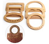 UJEDFHV Wooden Wallet Handle 2PCS Wooden Wallet Handbag Rectangular Oval with Hole Hand Handle Woven Bag Luggage Accessories for DIY Bag(Color07,4pcs)