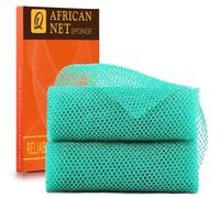 UJFQBH 2 Pieces African Bath Sponge African Net Long Net Bath Sponge Exfoliating Shower Body Scrubber Back Scrubber Skin Smoother,Great for Daily Use (Green)