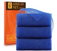 UJFQBH 3 Pieces African Bath Sponge African Net Long Net Bath Sponge Exfoliating Shower Body Scrubber Back Scrubber Skin Smoother,Great for Daily Use (Blue)