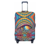 UJHBGTYVCX Abstract Mushroom Colorful Mandala Universal Suitcase Cover â€“ Stylish Protective Bag Cover for Travel & Business Luggage â€“ Double-Sided Print Design with Elastic Material