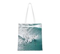 UJHBGTYVCX Beach Surf Stylish Totes With Full-Print Design – Lightweight 100% Polyester Canvas Bag For Daily Use, School, And Shopping
