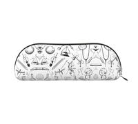 UJHBGTYVCX Chemistry Print Stylish Leather Half Moon Cosmetic Bag Printed PVC Cross Grain Leather Pouch for Pens, Makeup Essentials Compact Organizer for Travel, School Office