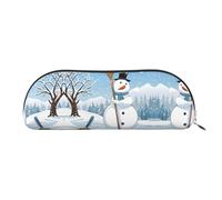 UJHBGTYVCX Christmas Stylish Leather Half Moon Cosmetic Bag Printed PVC Cross Grain Leather Pouch for Pens, Makeup Essentials Compact Organizer for Travel, School Office