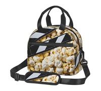 UJHBGTYVCX Cinema Movie Clapboard and Popcorn Lunch Bag with Full-Print Design Lightweight Waterproof Insulated Bag for Work, School Picnic Detachable Shoulder Strap Zipper Pockets