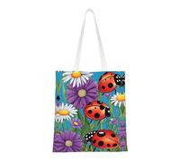 UJHBGTYVCX Colorful Ladybird Stylish Totes With Full-Print Design â€“ Lightweight 100% Polyester Canvas Bag For Daily Use, School, And Shopping
