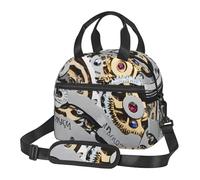 UJHBGTYVCX Cool Steampunk Gears Lunch Bag with Full-Print Design Lightweight Waterproof Insulated Bag for Work, School Picnic Detachable Shoulder Strap Zipper Pockets