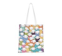 UJHBGTYVCX Cute Colorful Sheep Cartoon Pattern Stylish Totes With Full-Print Design – Lightweight 100% Polyester Canvas Bag For Daily Use, School, And Shopping