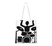 UJHBGTYVCX Drummer Stylish Totes With Full-Print Design – Lightweight 100% Polyester Canvas Bag For Daily Use, School, And Shopping