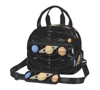 UJHBGTYVCX Exploring The Solar System Lunch Bag with Full-Print Design Lightweight Waterproof Insulated Bag for Work, School Picnic Detachable Shoulder Strap Zipper Pockets