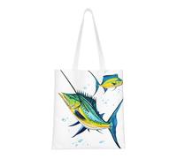 UJHBGTYVCX Fish Art Stylish Totes With Full-Print Design – Lightweight 100% Polyester Canvas Bag For Daily Use, School, And Shopping