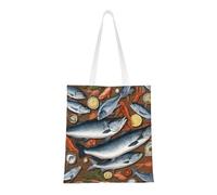 UJHBGTYVCX Fishing Bait Stylish Totes With Full-Print Design â€“ Lightweight 100% Polyester Canvas Bag For Daily Use, School, And Shopping