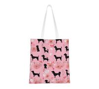 UJHBGTYVCX French Bulldog And Flowers Stylish Totes With Full-Print Design â€“ Lightweight 100% Polyester Canvas Bag For Daily Use, School, And Shopping