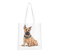 UJHBGTYVCX French Bulldogs Print Stylish Totes With Full-Print Design â€“ Lightweight 100% Polyester Canvas Bag For Daily Use, School, And Shopping