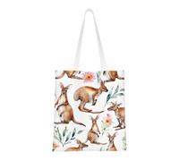 UJHBGTYVCX Funny Cartoon Kangaroo Zoo Stylish Totes With Full-Print Design – Lightweight 100% Polyester Canvas Bag For Daily Use, School, And Shopping