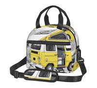 UJHBGTYVCX Happy Campers Lunch Bag with Full-Print Design Lightweight Waterproof Insulated Bag for Work, School Picnic Detachable Shoulder Strap Zipper Pockets