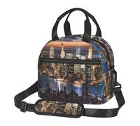 UJHBGTYVCX Hong Kong Lunch Bag with Full-Print Design Lightweight Waterproof Insulated Bag for Work, School Picnic Detachable Shoulder Strap Zipper Pockets