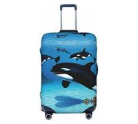 UJHBGTYVCX Killer Whales Swim Along Universal Suitcase Cover â€“ Stylish Protective Bag Cover for Travel & Business Luggage â€“ Double-Sided Print Design with Elastic Material