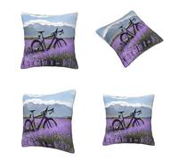 UJHBGTYVCX Lavender Field Retro Bike Agriculture Stylish Throw Pillow Soft Double Sided Print Decorative Cushion Cover For Sofa, Bed Car Polyester Comfortable Home Accent
