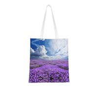 UJHBGTYVCX Lavender Flower Stylish Totes With Full-Print Design â€“ Lightweight 100% Polyester Canvas Bag For Daily Use, School, And Shopping