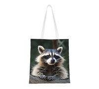 UJHBGTYVCX Little Raccoon Face Stylish Totes With Full-Print Design â€“ Lightweight 100% Polyester Canvas Bag For Daily Use, School, And Shopping