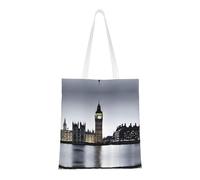 UJHBGTYVCX London Stylish Totes With Full-Print Design – Lightweight 100% Polyester Canvas Bag For Daily Use, School, And Shopping