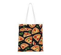 UJHBGTYVCX Pizza 3d Stylish Totes With Full-Print Design â€“ Lightweight 100% Polyester Canvas Bag For Daily Use, School, And Shopping