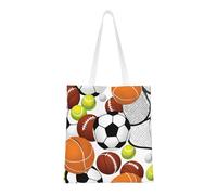 UJHBGTYVCX Sports Ball Stylish Totes With Full-Print Design – Lightweight 100% Polyester Canvas Bag For Daily Use, School, And Shopping