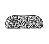UJHBGTYVCX Zebra Print Stylish Leather Half Moon Cosmetic Bag Printed PVC Cross Grain Leather Pouch for Pens, Makeup Essentials Compact Organizer for Travel, School Office