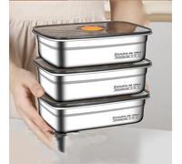 UJHKAQVGT （Pack of 3） 316 stainless steel crisper set, food grade sealed lunch box, steamable and baked bento box, leak-proof portable lunch box 8 specifications can be selected 1000-5800ml