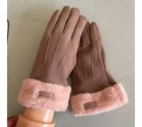 UJHKAQVGT Women's German Velvet Thermal Gloves, Thickened Winter Touch Screen Gloves, Cold Resistant, Fashion Fur/Cat Patterns, 360 Degree Velvet Cuffs for Driving