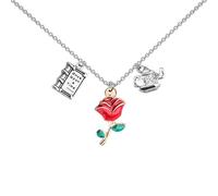 UJIMS Beauty Beast Movies Gifts Mirror and Rose Charm Necklace Princess Belle Fans Jewelry Beauty Fairy Story Gift, Stainless Steel, No Gemstone