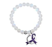 UJIMS Fibromyalgia Awareness Gift Purple Ribbon Charm Bracelet Fibro Warrior Jewelry Fibro Awareness Month Gift, Standard, Stainless Steel, stainless-steel