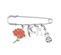 UJIMS Hadestown Musical Inspired Brooch Hadestown Red Flower Jewelry Musical Theater Fans Gift Musical Lovers Gifts, 1, Stainless Steel, stainless steel